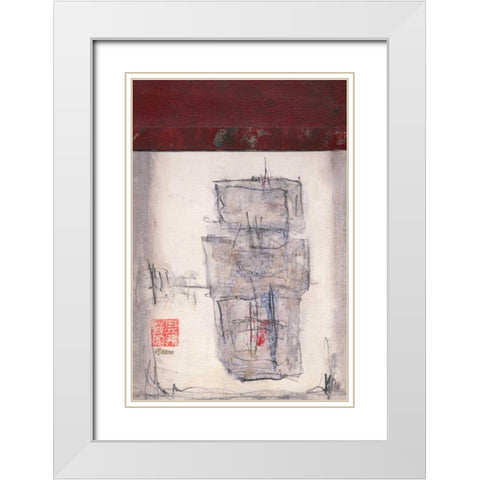 Mauros Asian Jewels V White Modern Wood Framed Art Print with Double Matting by Mauro