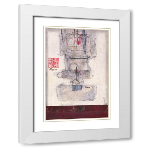 Mauros Asian Jewels IV White Modern Wood Framed Art Print with Double Matting by Mauro