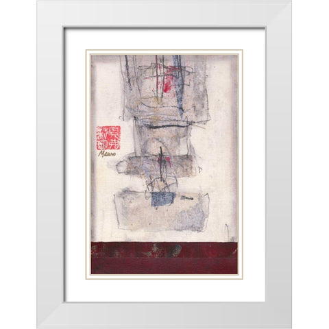 Mauros Asian Jewels IV White Modern Wood Framed Art Print with Double Matting by Mauro
