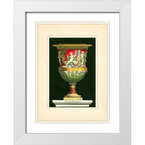 Vase with Cherubs White Modern Wood Framed Art Print with Double Matting by Thomassin, S.
