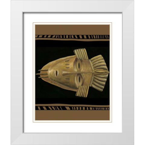 African Mask I White Modern Wood Framed Art Print with Double Matting by Zarris, Chariklia