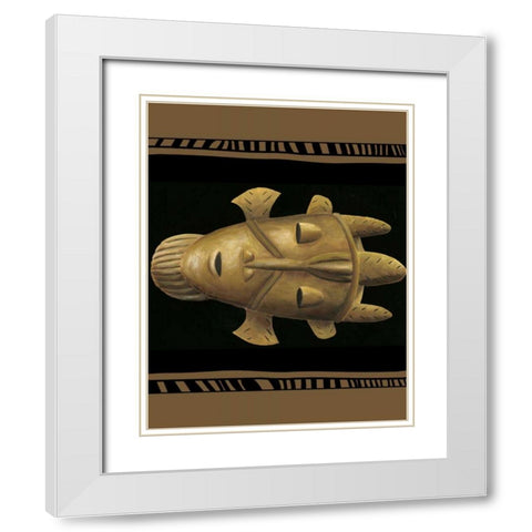 African Mask II White Modern Wood Framed Art Print with Double Matting by Zarris, Chariklia