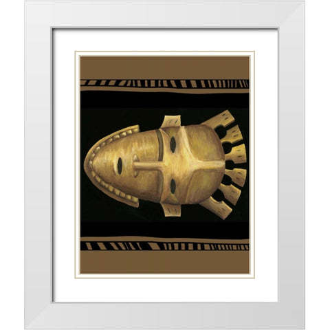 African Mask III White Modern Wood Framed Art Print with Double Matting by Zarris, Chariklia