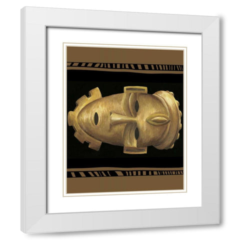 African Mask IV White Modern Wood Framed Art Print with Double Matting by Zarris, Chariklia