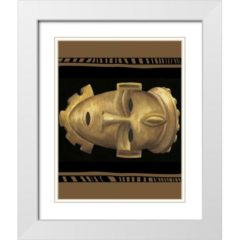 African Mask IV White Modern Wood Framed Art Print with Double Matting by Zarris, Chariklia