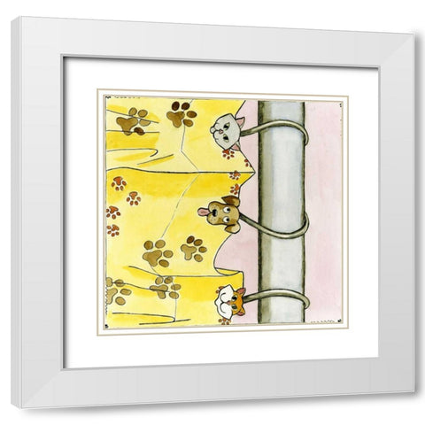 Paws White Modern Wood Framed Art Print with Double Matting by Friel, Tara