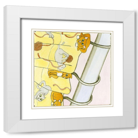 Catnip White Modern Wood Framed Art Print with Double Matting by Friel, Tara