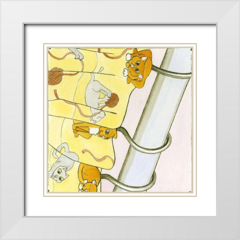 Catnip White Modern Wood Framed Art Print with Double Matting by Friel, Tara