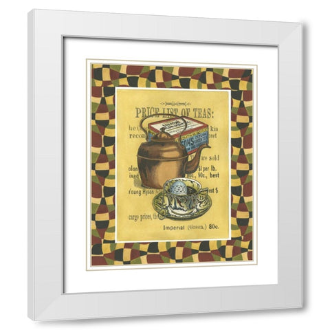 Tea Leaves White Modern Wood Framed Art Print with Double Matting by Unknown