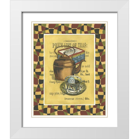 Tea Leaves White Modern Wood Framed Art Print with Double Matting by Unknown