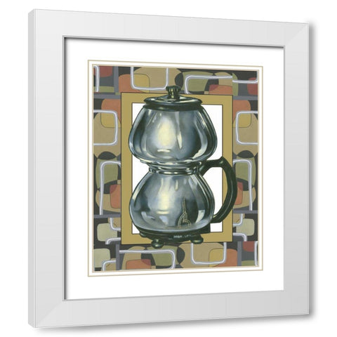 Junes Coffee Pot White Modern Wood Framed Art Print with Double Matting by Bookman, D.