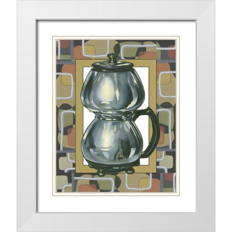 Junes Coffee Pot White Modern Wood Framed Art Print with Double Matting by Bookman, D.