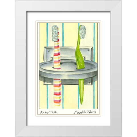 Minty Fresh White Modern Wood Framed Art Print with Double Matting by Zarris, Chariklia