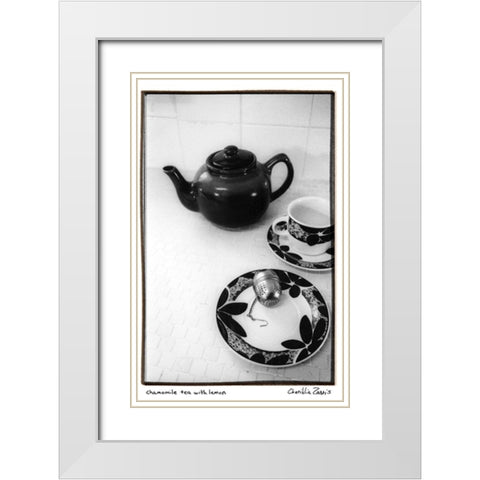 Chamomile Tea with Lemon White Modern Wood Framed Art Print with Double Matting by Zarris, Chariklia