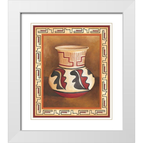 Southwest Pottery III White Modern Wood Framed Art Print with Double Matting by Zarris, Chariklia