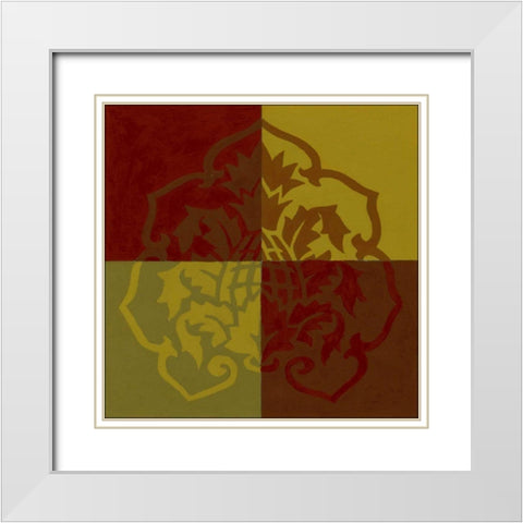 Block Print I White Modern Wood Framed Art Print with Double Matting by Unknown