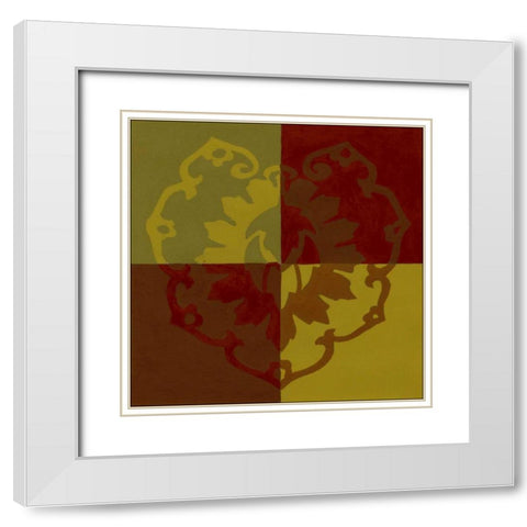 Block Print II White Modern Wood Framed Art Print with Double Matting by Unknown