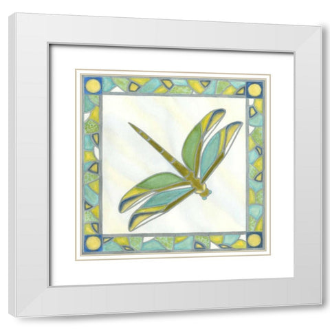 Mini Luminous Dragonfly I White Modern Wood Framed Art Print with Double Matting by Lam, Vanna