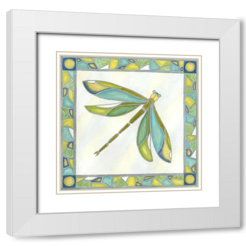 Mini Luminous Dragonfly II White Modern Wood Framed Art Print with Double Matting by Lam, Vanna