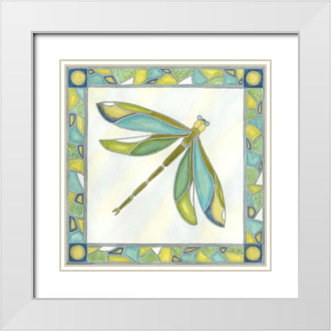 Mini Luminous Dragonfly II White Modern Wood Framed Art Print with Double Matting by Lam, Vanna