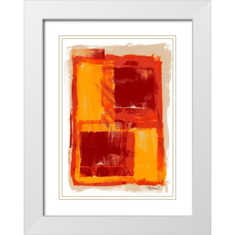Monoprint III White Modern Wood Framed Art Print with Double Matting by Stramel, Renee W.