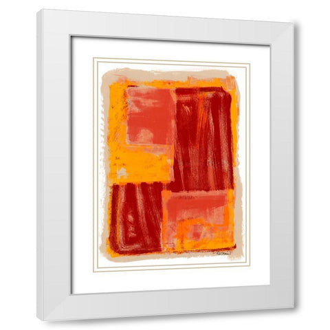 Monoprint IV White Modern Wood Framed Art Print with Double Matting by Stramel, Renee W.