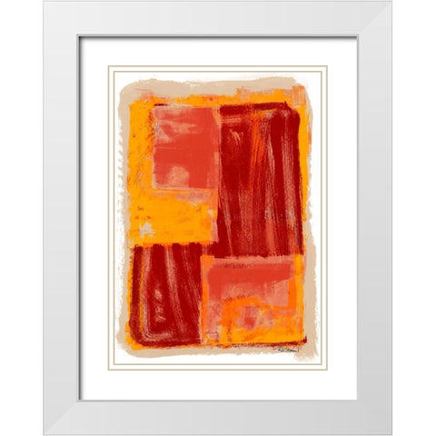 Monoprint IV White Modern Wood Framed Art Print with Double Matting by Stramel, Renee W.