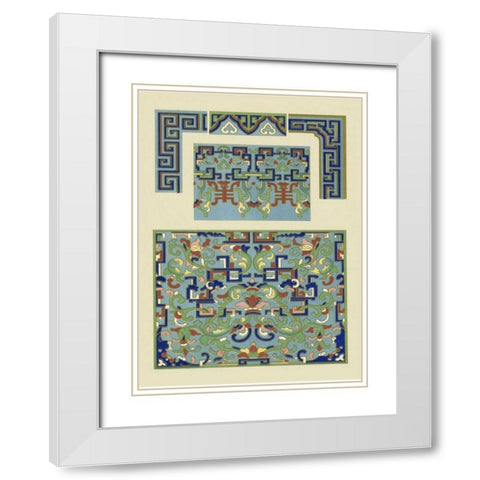 Blue Oriental Designs III White Modern Wood Framed Art Print with Double Matting by Vision Studio