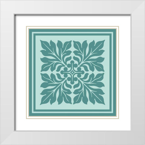 Tonal Woodblock in Blue II White Modern Wood Framed Art Print with Double Matting by Vision Studio