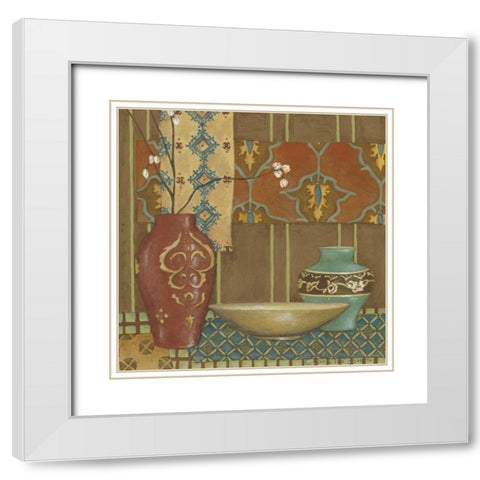 Tapestry Still Life II White Modern Wood Framed Art Print with Double Matting by Zarris, Chariklia