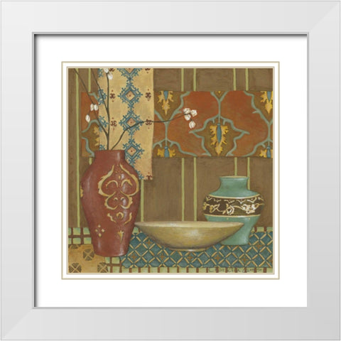 Tapestry Still Life II White Modern Wood Framed Art Print with Double Matting by Zarris, Chariklia