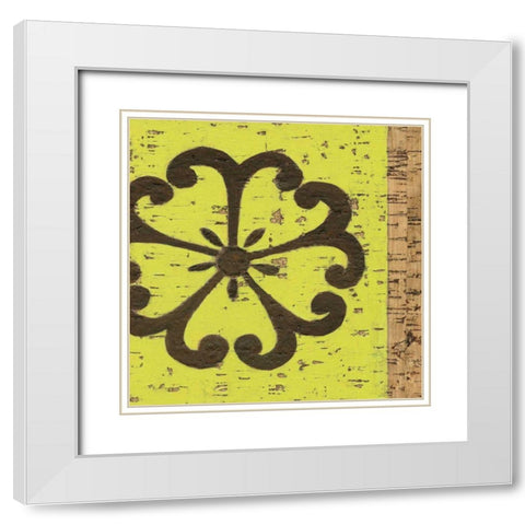 Key Lime Rosette III White Modern Wood Framed Art Print with Double Matting by Zarris, Chariklia