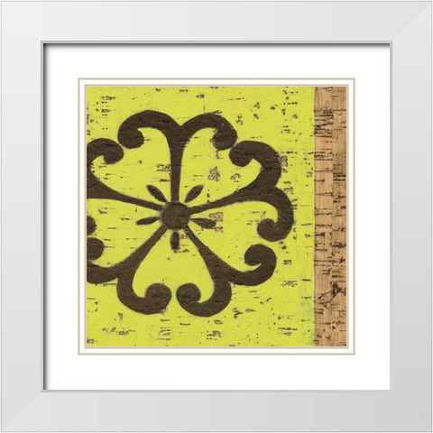 Key Lime Rosette III White Modern Wood Framed Art Print with Double Matting by Zarris, Chariklia