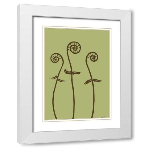 Dichromatic Fiddleheads I White Modern Wood Framed Art Print with Double Matting by Lam, Vanna
