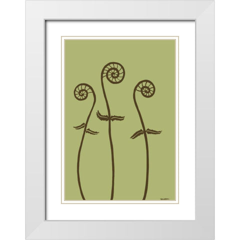 Dichromatic Fiddleheads I White Modern Wood Framed Art Print with Double Matting by Lam, Vanna