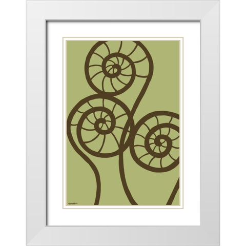 Dichromatic Fiddleheads II White Modern Wood Framed Art Print with Double Matting by Lam, Vanna