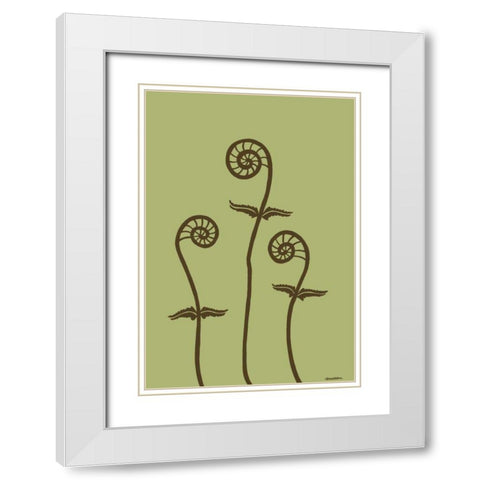 Dichromatic Fiddleheads III White Modern Wood Framed Art Print with Double Matting by Lam, Vanna