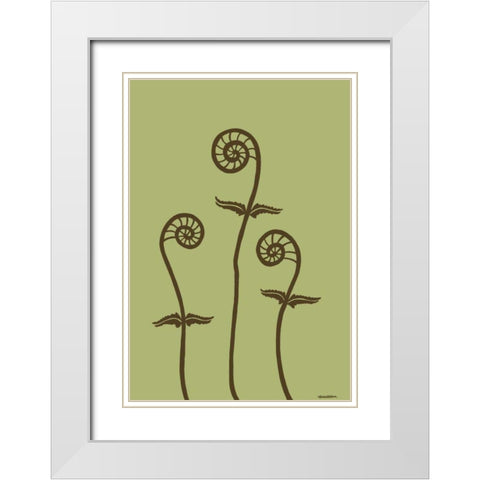 Dichromatic Fiddleheads III White Modern Wood Framed Art Print with Double Matting by Lam, Vanna