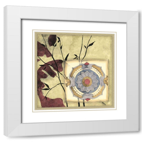 Printed Moonlit Rosette I White Modern Wood Framed Art Print with Double Matting by Goldberger, Jennifer