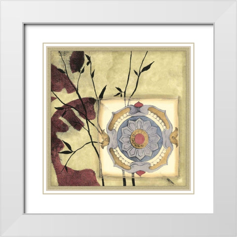 Printed Moonlit Rosette I White Modern Wood Framed Art Print with Double Matting by Goldberger, Jennifer