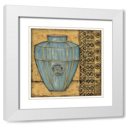 Square Cerulean Pottery II White Modern Wood Framed Art Print with Double Matting by Zarris, Chariklia