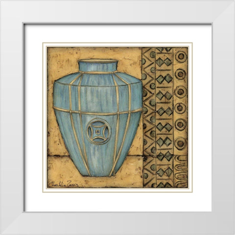 Square Cerulean Pottery II White Modern Wood Framed Art Print with Double Matting by Zarris, Chariklia