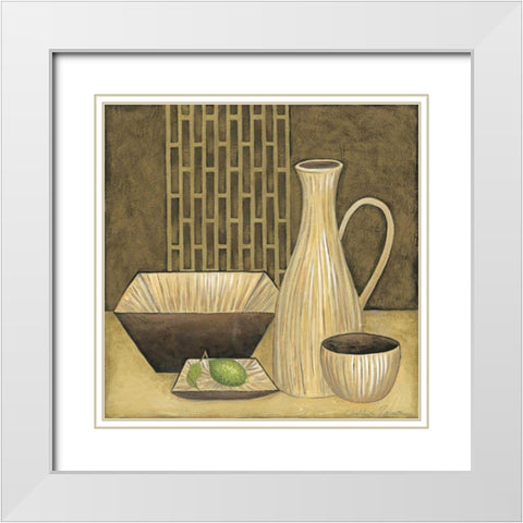 Bamboo Vase White Modern Wood Framed Art Print with Double Matting by Zarris, Chariklia