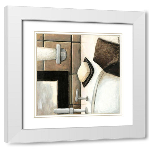 Modern Bath Elements I White Modern Wood Framed Art Print with Double Matting by Meagher, Megan