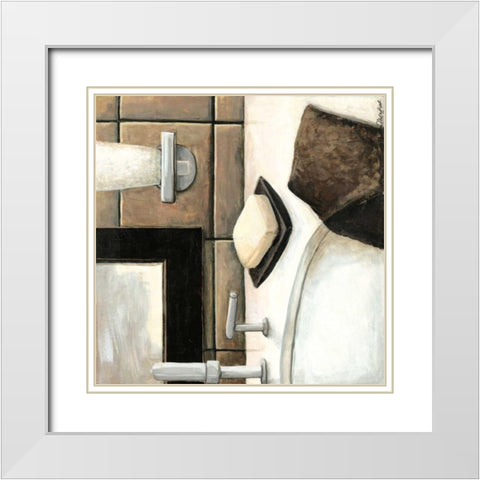 Modern Bath Elements I White Modern Wood Framed Art Print with Double Matting by Meagher, Megan