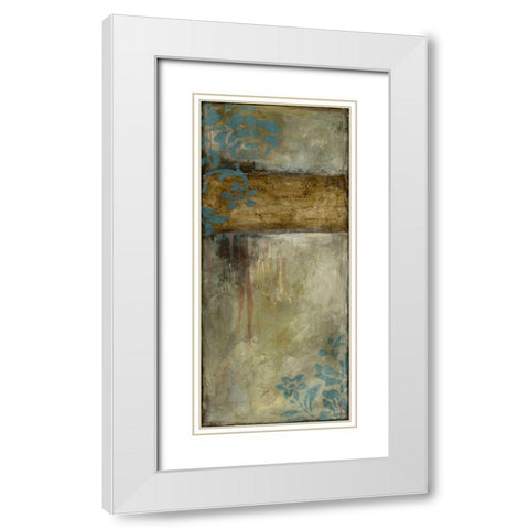 Teal Patina I  White Modern Wood Framed Art Print with Double Matting by Goldberger, Jennifer