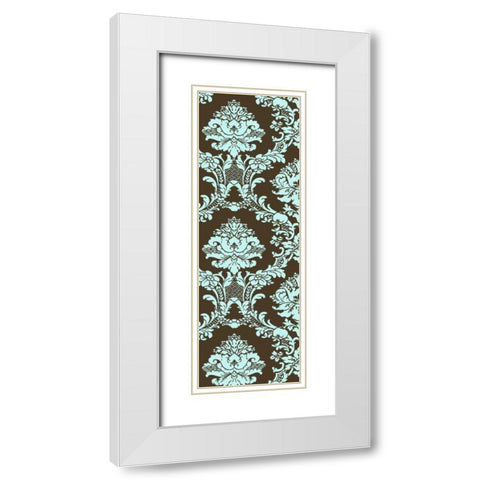 Small Vivid Damask in Blue I White Modern Wood Framed Art Print with Double Matting by Vision Studio