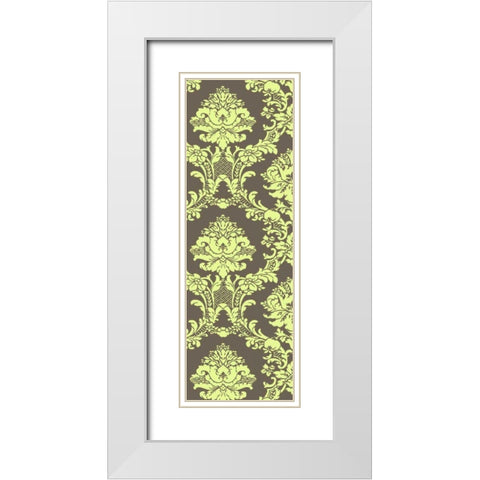 Small Vivid Damask in Green I White Modern Wood Framed Art Print with Double Matting by Vision Studio
