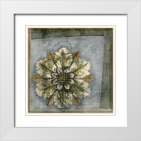 Small Rosette and Damask I  White Modern Wood Framed Art Print with Double Matting by Goldberger, Jennifer