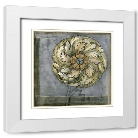 Small Rosette and Damask III  White Modern Wood Framed Art Print with Double Matting by Goldberger, Jennifer